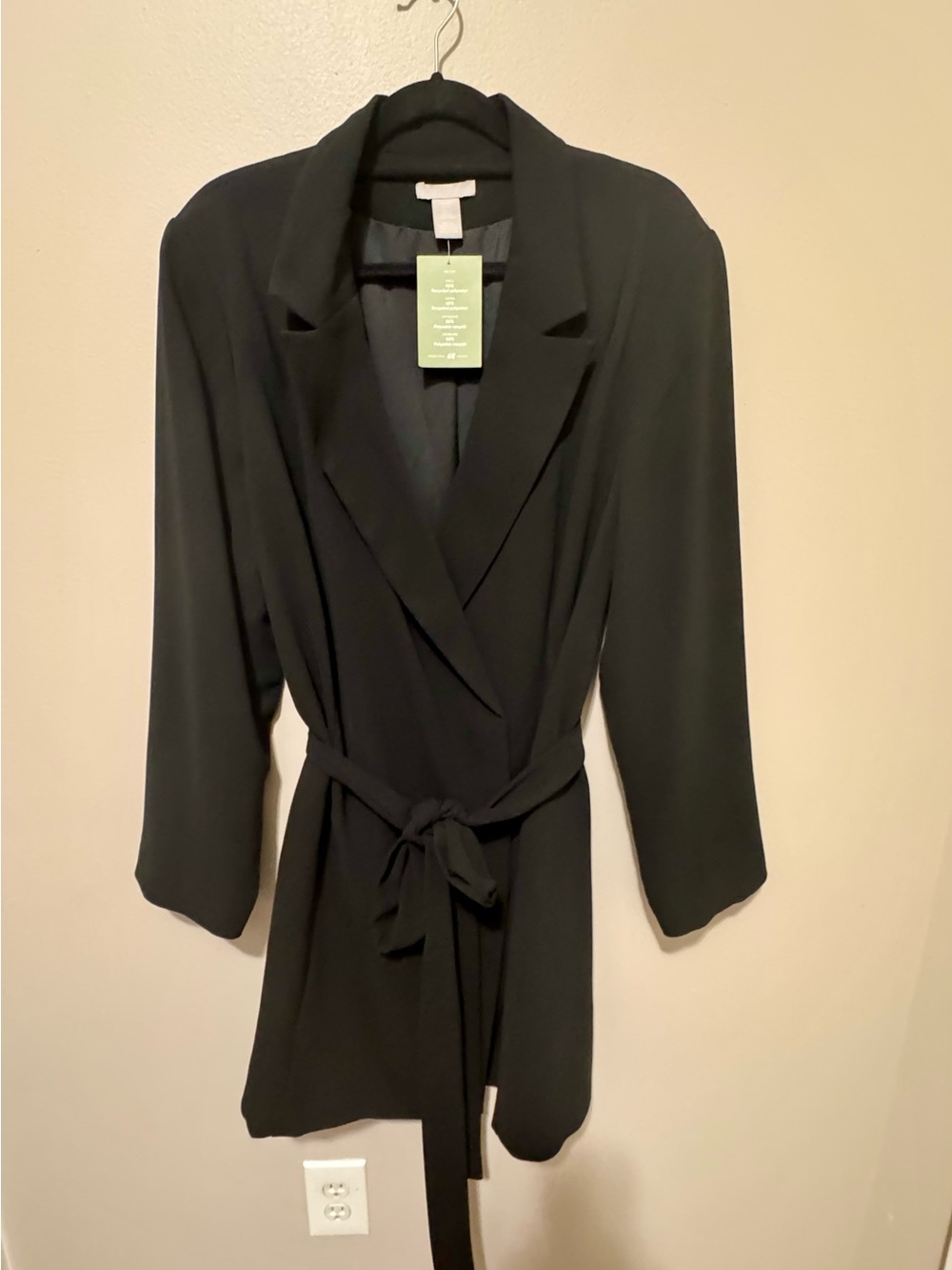 H&M Black Wrap Blazer with Tie Belt